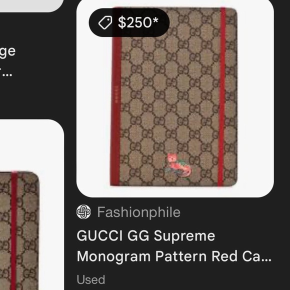 NEW $260 GUCCI Whimsy DERPY CAT GG Supreme Coated Canvas Stationery NOTEBOOK NWT - Picture 5 of 6